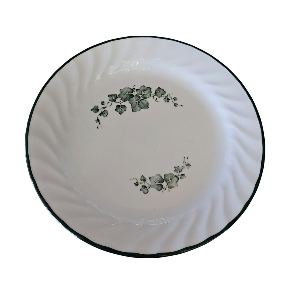 5 Corelle Callaway Salad Dessert Plates 7.25" white swirl rim green trim ivy - Picture 2 of 7